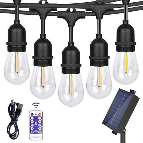 S14户外灯串跑马灯防水露营氛围灯庭院装饰彩灯LED太阳能灯串