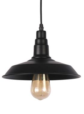 复古工业风黑色铝材锅盖吊灯单头铝材咖啡厅酒吧烧烤店餐厅工程灯