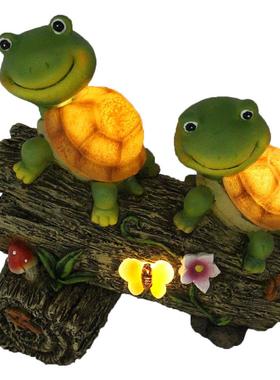 太阳能树脂灯乌龟爬树草坪庭院装饰灯园林花园摆件动物雕像工艺品