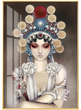 京剧人物玄新中客厅装饰式画中B-413国工作室壁画国粹花旦脸风谱