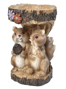 太阳能松鼠喂鸟器花园小摆件户外庭院阳台侏儒花盆树脂工艺品