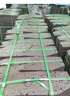 火山岩冰裂纹蜂窝石碎拼灰黑色洞石不规则切片石多边形网贴石