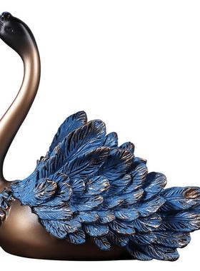 欧式天鹅家居房间装饰摆件轻奢玄关电视柜饰品仿真动物树脂工艺品