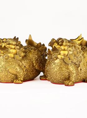 纯进黄铜纳财貔貅装摆件財宝四方纳财客招厅CMD办公桌饰店铺