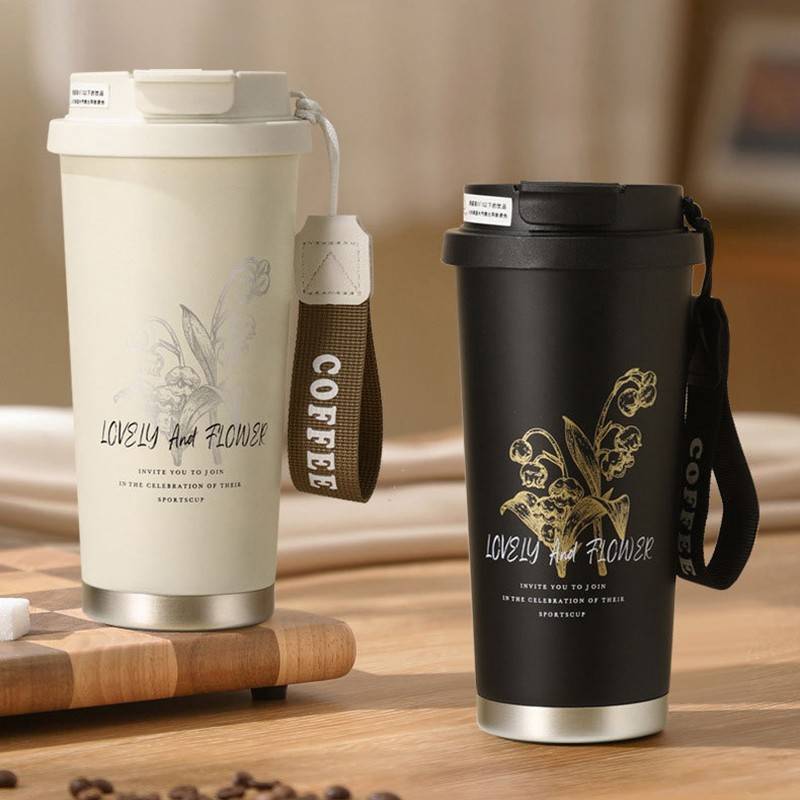 316不锈钢咖啡保温杯定制印字陶瓷内胆车载吸管杯随行礼品杯刻字