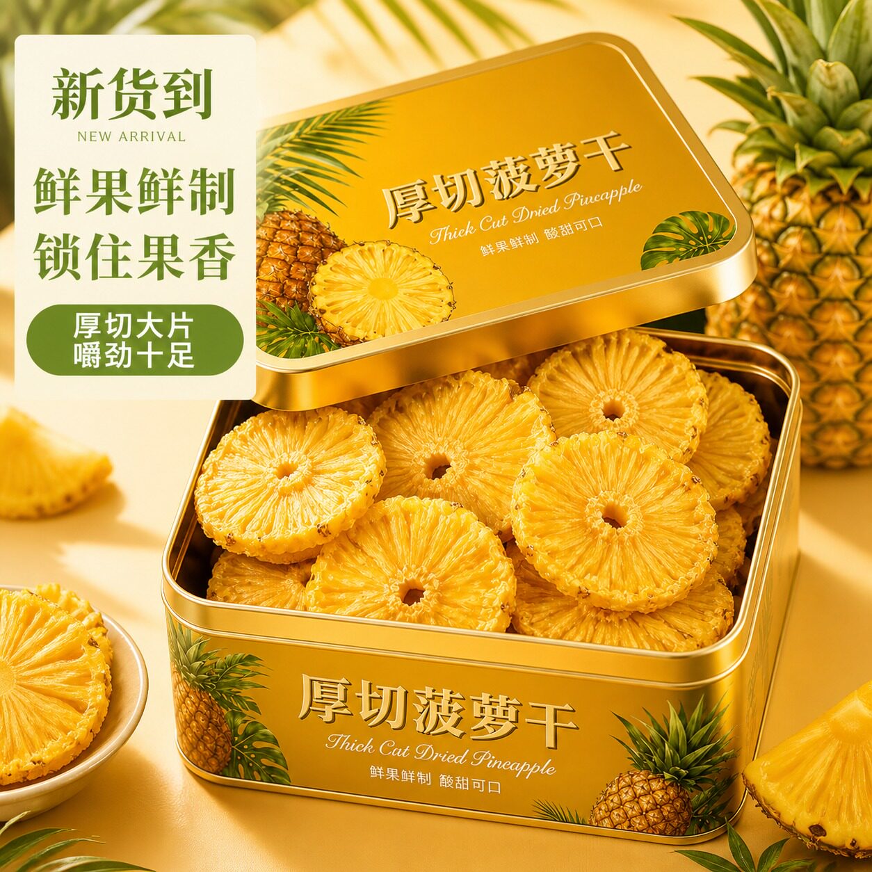 菠萝干正宗旗舰店果脯干凤梨干天然菠萝烘干水果片日常解馋小零食