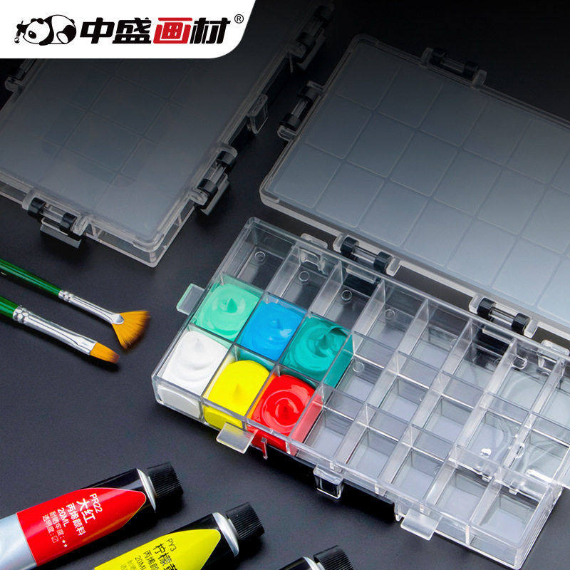 中盛画材 大容量透明调色盒24格水粉水彩颜料盒收纳盒保湿盒,玩具/童车/益智/积木/模型,调色盘,淘宝优惠券,粉丝福利购,淘宝优惠卷