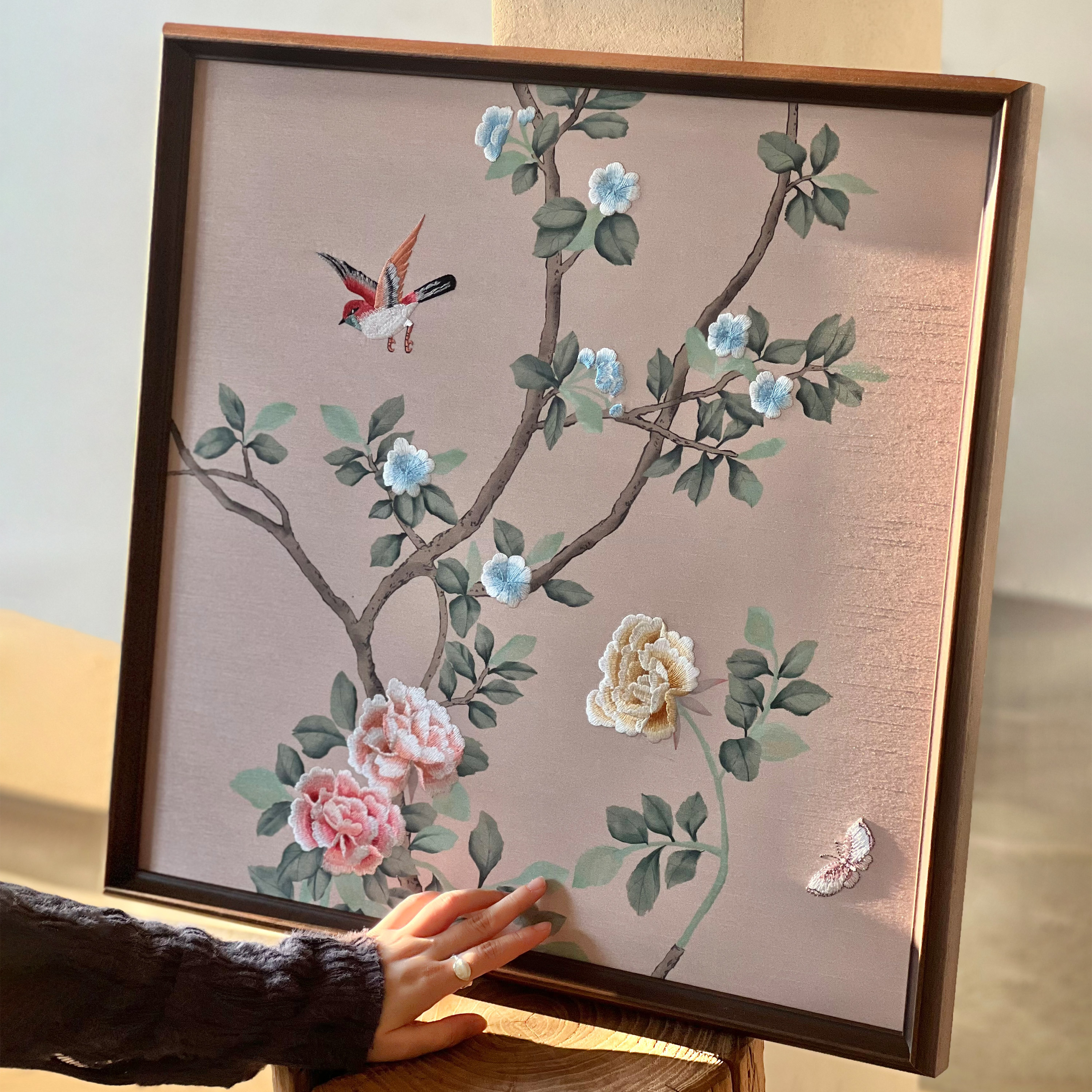 【花鸟富贵】刺绣新中式古典装饰画吉祥开运新居礼物客厅边柜挂画