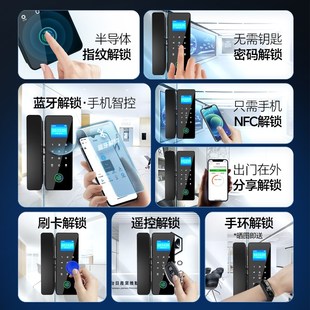 速发玻璃门密码锁办公室指纹电免开孔单双开有子无框智能锁框锁门