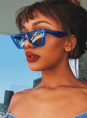 速发个性夸张原镜蓝色超大方框猫宿蹦迪墨眼男