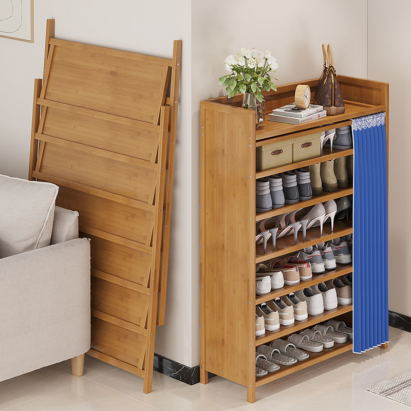 速发玄关鞋柜一体超安装家用门口免薄靠墙实架楼道简约鞋木置物架