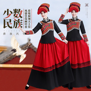 速发云南彝族盛装人数民族风传统装长裙刺绣成少士火节把演出服饰