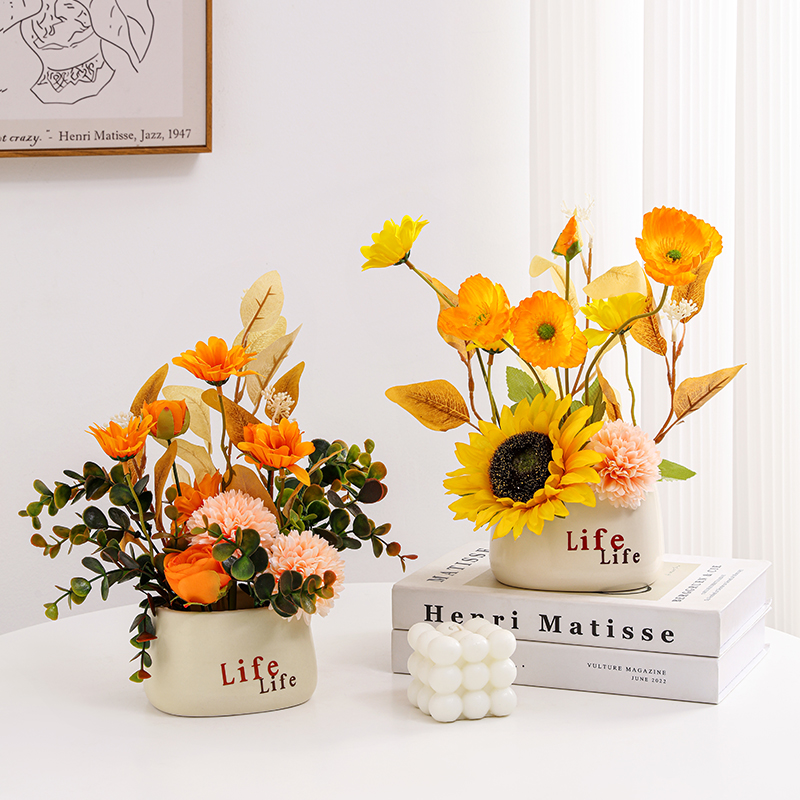 速发花假客桌栽摆设花厅桌面餐盆花艺插花装饰品轻奢家居花束