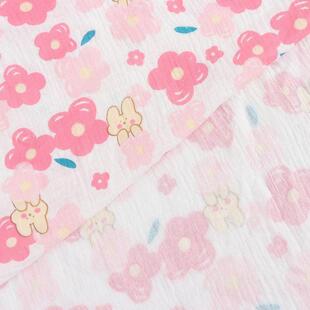 双层绉布 纯棉印花面料 全棉婴童口水巾围兜浴巾服装连衣裙布料