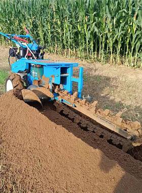 土壤埂整挖渠机农QXH田排水果园专用 汽走油自扶手式小型条链开沟