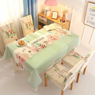 弹力通用餐桌椅子套罩套装长方形桌布高级感板凳卡通可爱茶几桌布