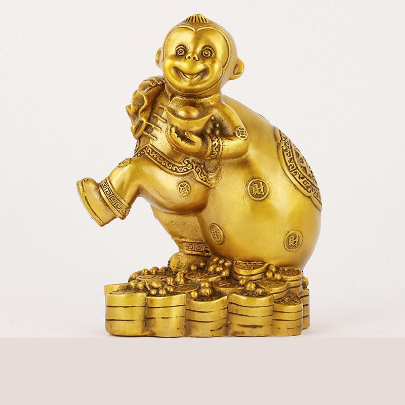 黄铜猴子摆件生肖猴吉祥物生日礼物店铺开业礼品乔迁新居玄关装饰