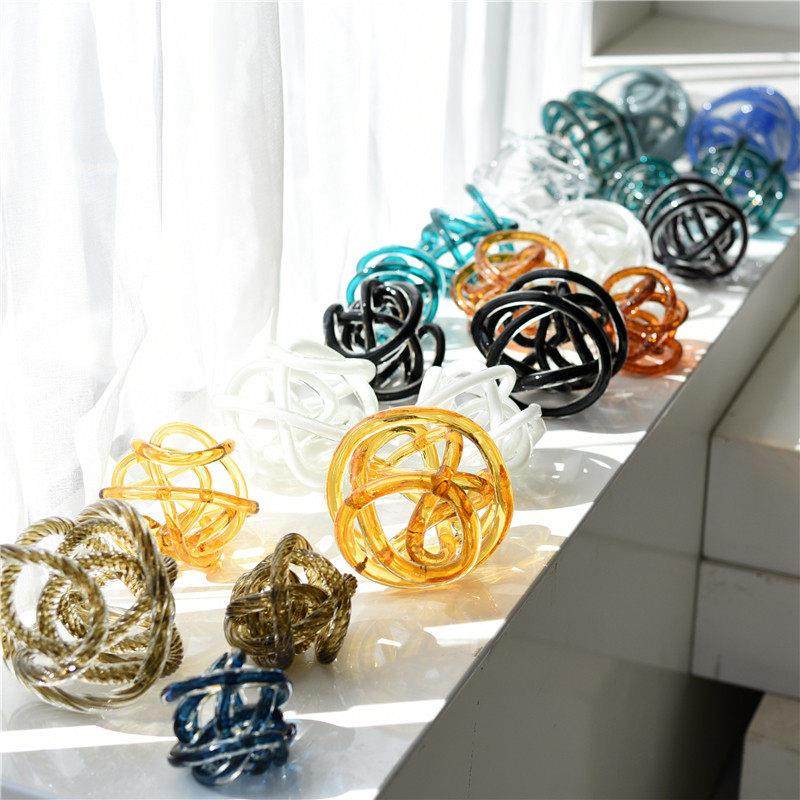 艺术简约现代创意彩色玻璃麻团摆件高端样板间桌面台面壁柜装饰品,家居饰品,装饰摆件,淘宝优惠券,粉丝福利购,淘宝优惠卷