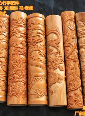 文玩老料高密度玉竹实心竹满工雕刻龙虎貔貅瑞兽动物手把件吊坠挂