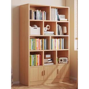 实木书柜储物柜一体靠墙书架落地置物架学生家用柜子儿童书橱收纳