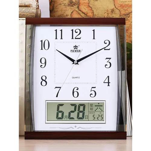 POWER霸王钟表14英寸 客厅卧室静音液晶拱形玻璃挂表挂钟PW0527