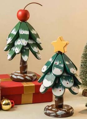 高级感耶诞树隔热垫餐桌摆件个性创意一棵树实木防烫锅垫折叠杯垫