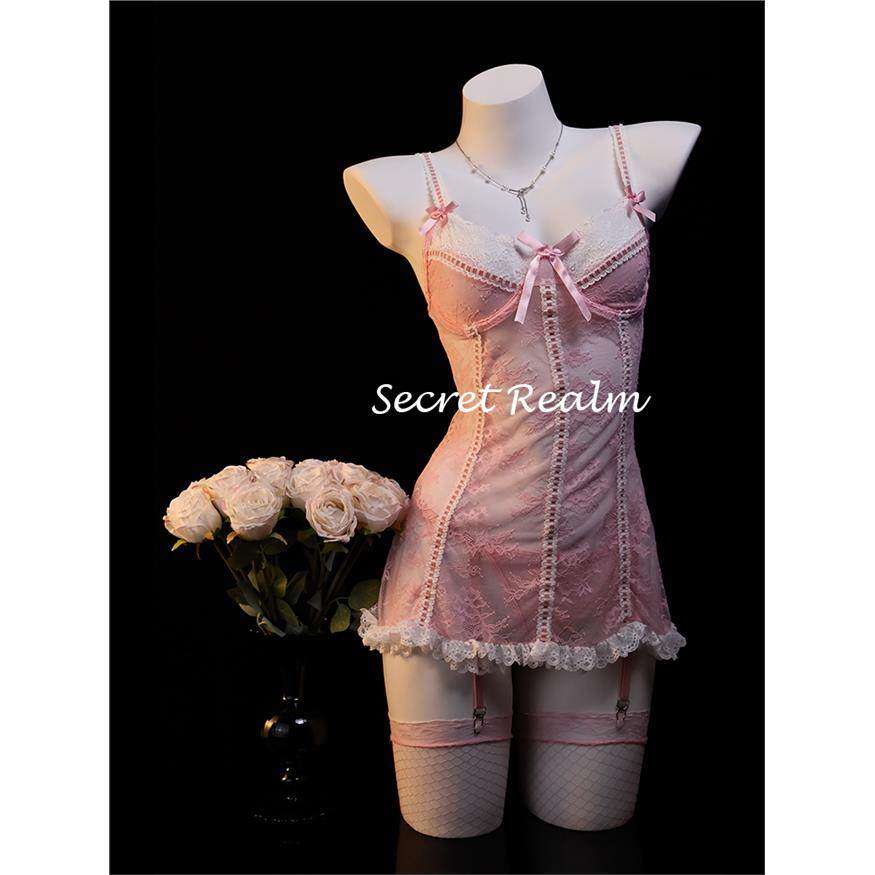 秘境「桃色情书」性感睡裙蕾丝镂空连体钢圈内衣高级情调纯欲qqny,女士内衣/男士内衣/家居服,睡裙,淘宝优惠券,粉丝福利购,淘宝优惠卷