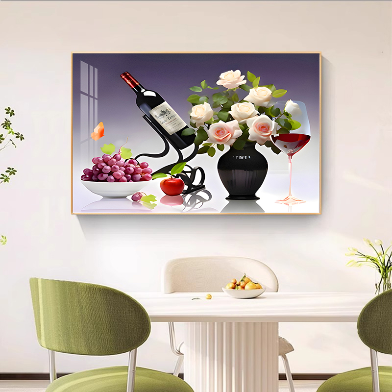 餐厅装饰画北欧酒杯挂画客厅入户玄关几何抽象背景墙壁画酒店装饰图片