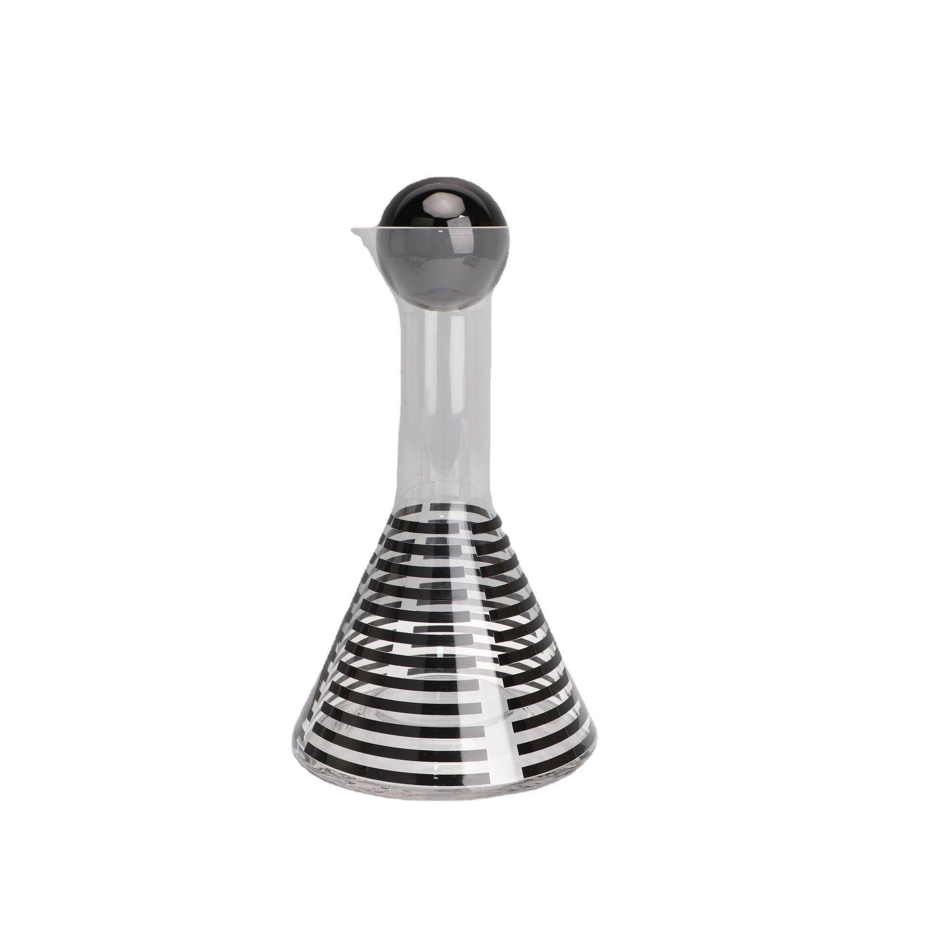 现代简约条纹酒壶酒杯醒酒器酒具套装摆件客厅酒柜餐厅家居装饰品