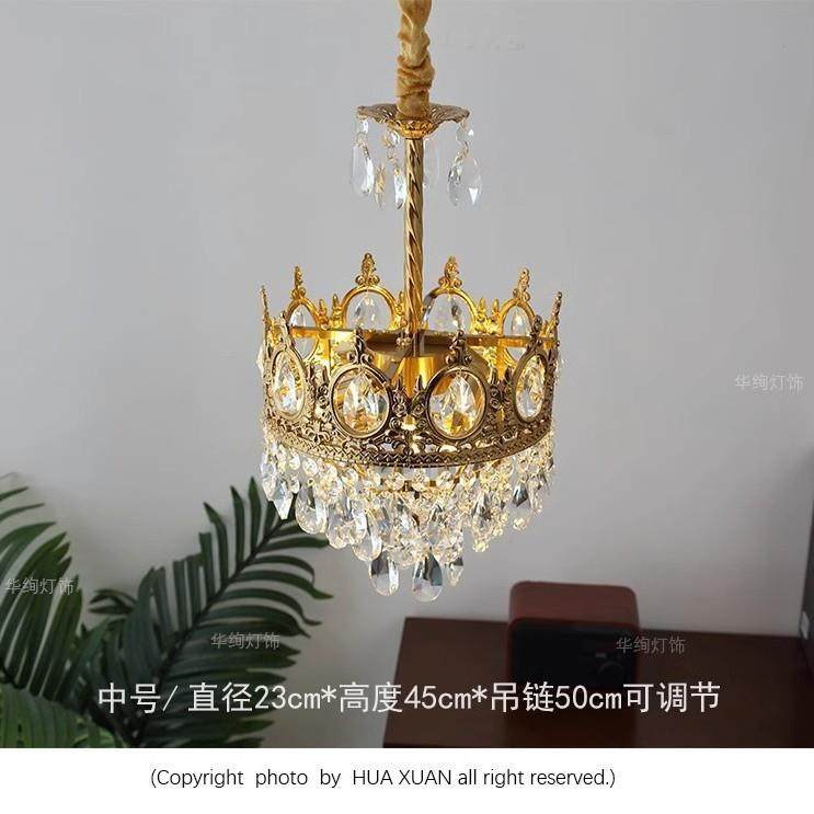 复古式皇冠水晶吊吊灯法全光谱客厅卧室床头关玄婚礼网140红全铜,家装灯饰光源,智能吊灯,淘宝优惠券,粉丝福利购,淘宝优惠卷