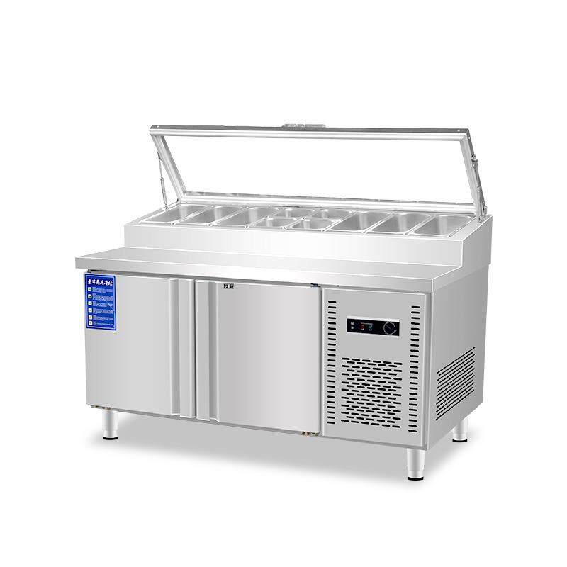 开槽沙拉台商用冷藏披萨撒料台冰粉工作台水果捞展示柜操作台冰箱