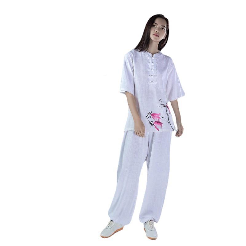 极太服66210758套装女棉麻夏季宽松气太极拳服晨练武运动透休闲术