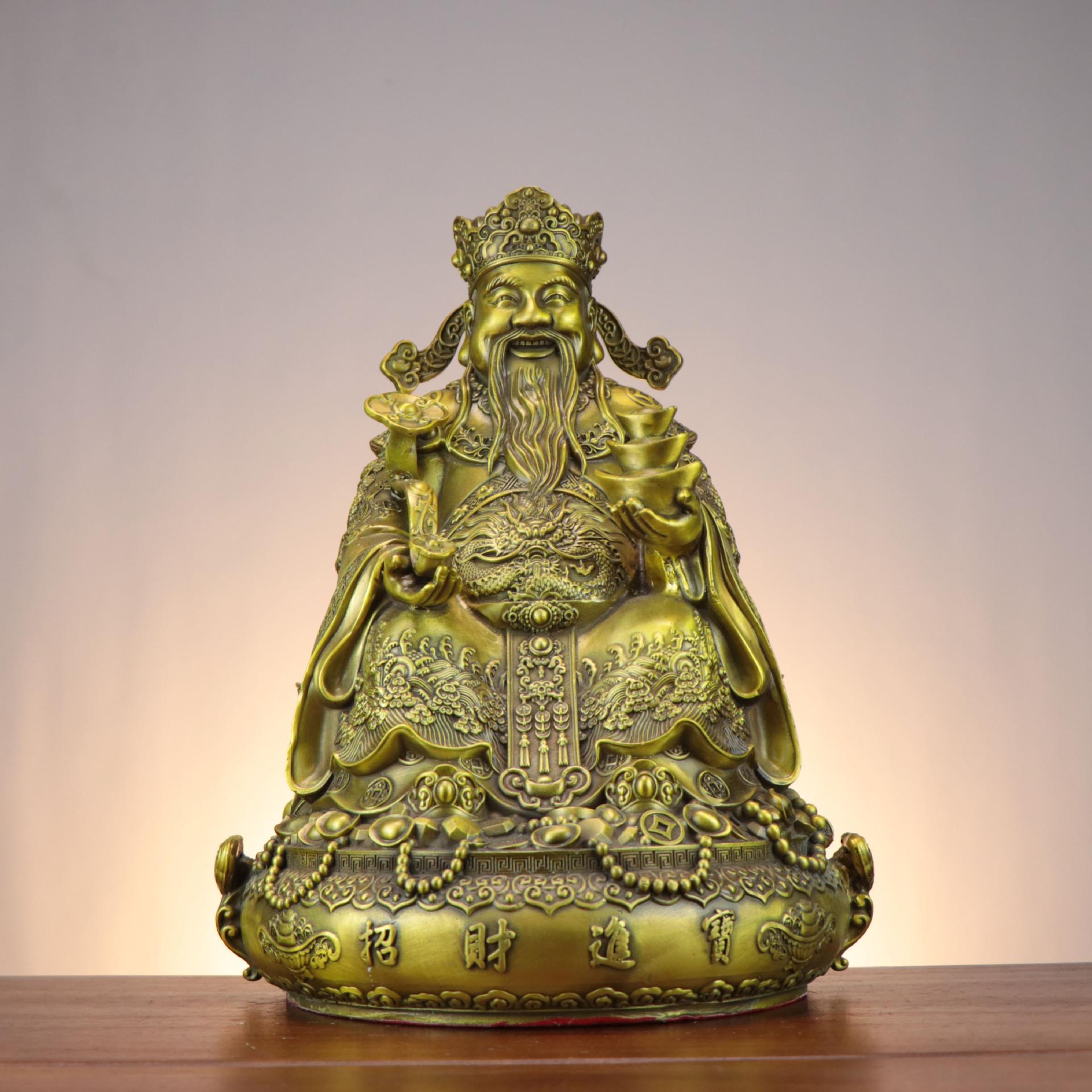 铜财神财神爷摆件文财神元宝聚宝盆家用开业工艺品礼品