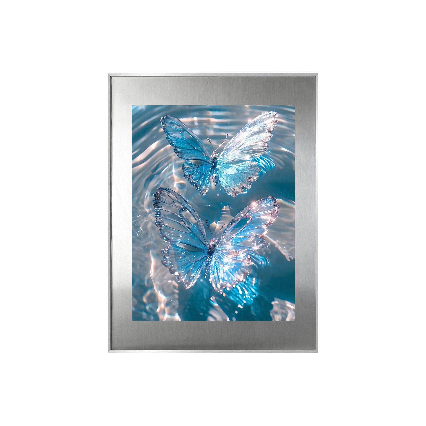 梦幻水光透蝶装饰画简约铝合金框北欧客厅挂画治愈系桌面摆台壁画