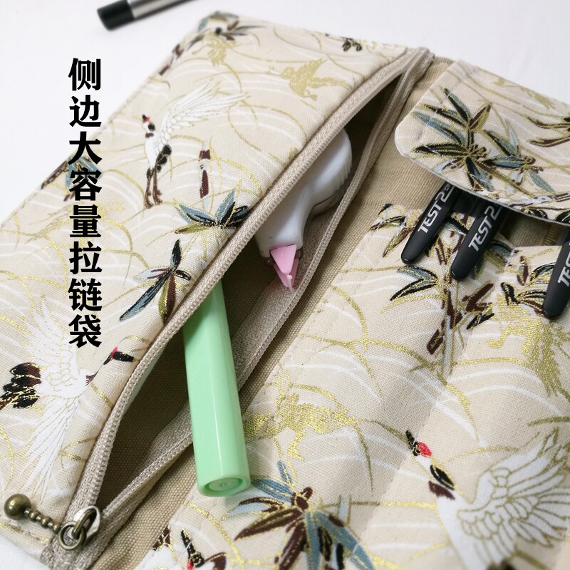 新款布艺卷笔袋文艺复古卷帘笔包笔袋
