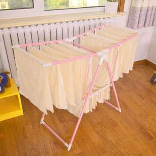 免安装飘窗晾衣架小型卧室室内落地折叠粉色毛巾晾晒架婴儿尿布架