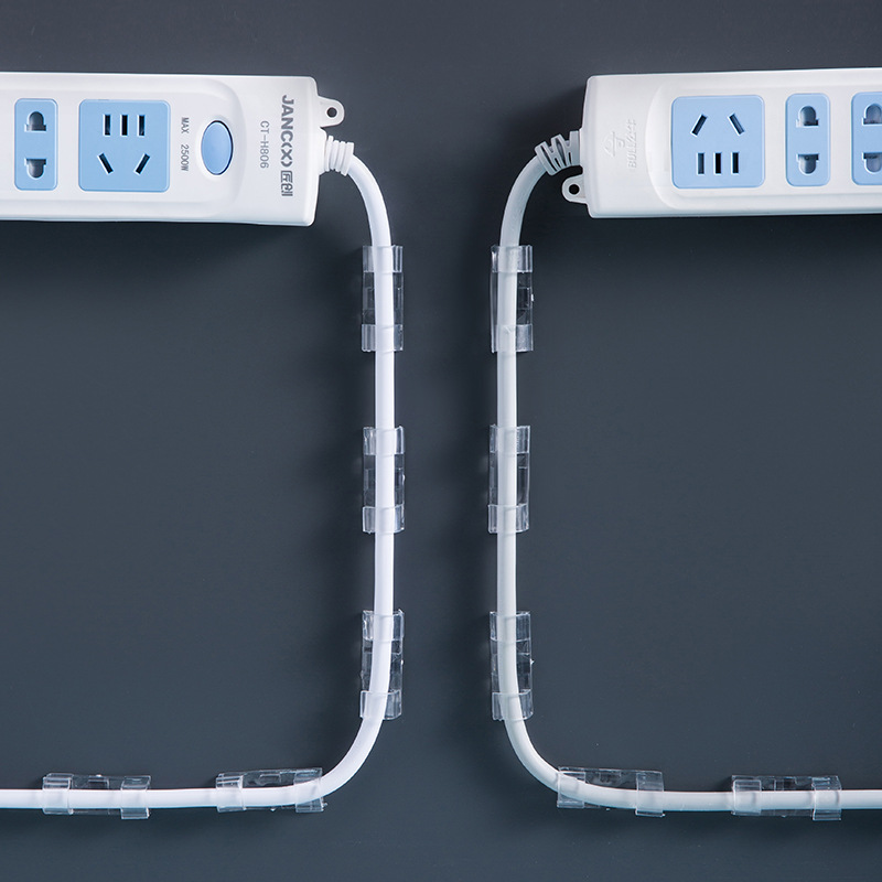 理线器家用透明固线卡扣桌面粘贴式电线收纳整理神器插排线固定器
