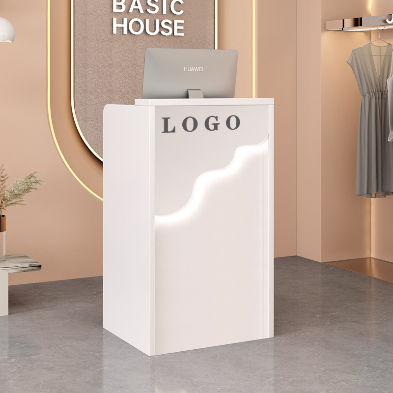 前台接待台小型收银台柜台简约现代店铺简易带灯收银柜小吧台桌