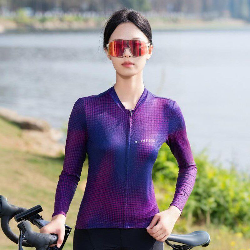 骑行服女夏季长袖上衣登山车自行车衣服公路车骑行服长上衣女款