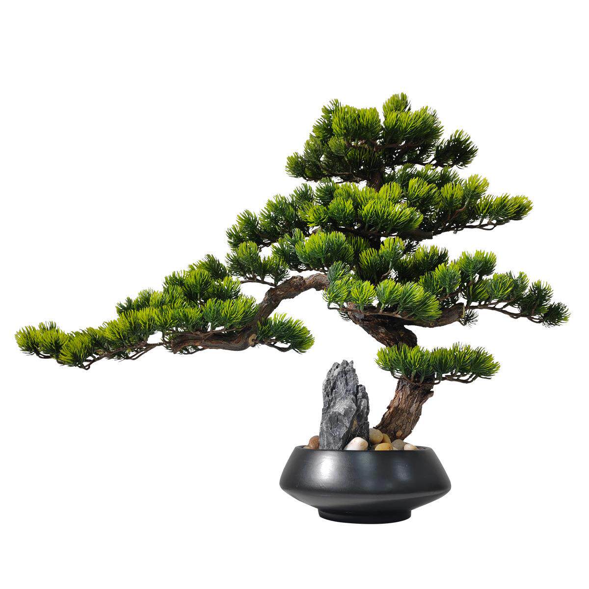 新中式禅意仿真迎客松玄关桌茶室造景装饰品日式绿植盆景茶桌摆件