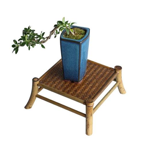 手工梅鹿竹兰花菖蒲棚架微盆景四角架茶台迷你小花架茶具装饰花几