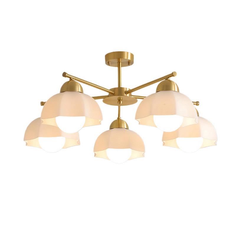 铜法式奶油中古960北欧简约轻奢吸玻璃风主全卧室灯餐厅顶灯客厅