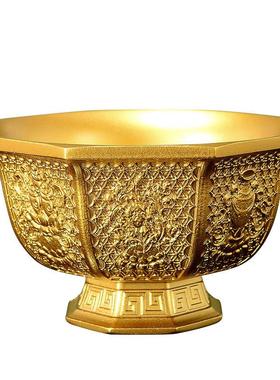 佛缘汇八吉祥铜雕供水碗圣水杯净水碗佛前供水杯家用摆件