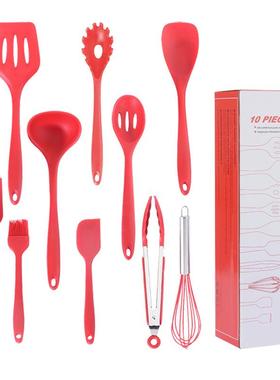 食品级厨具10件套FDA硅胶不粘锅烹饪铲勺套装餐具烘培工具