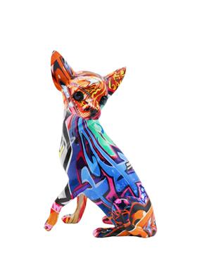 炫彩吉娃娃家居装饰品客厅玄关摆件桌面办公室高档树脂工艺品