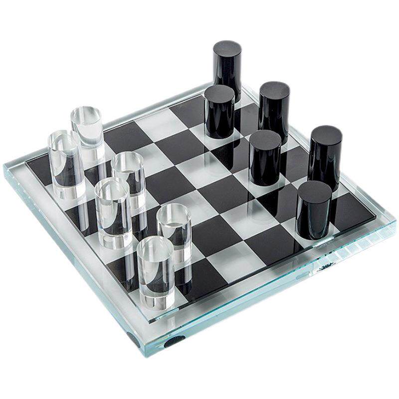 水晶国际象棋棋盘摆件样板间售楼处客厅书房创意艺术轻奢软装饰品