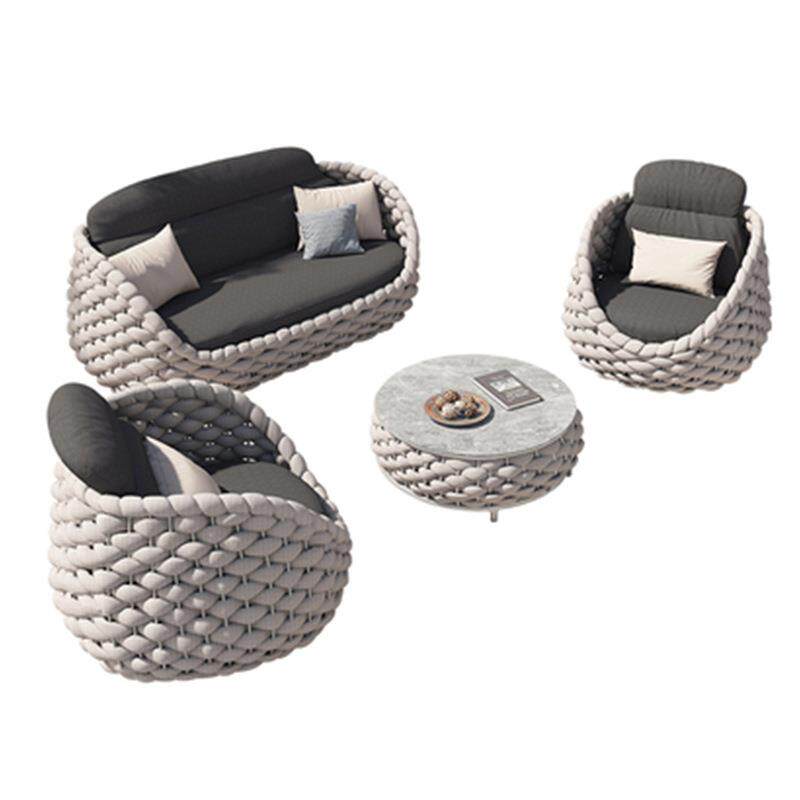 户外休闲沙发别墅室外庭院防雨花园圆形绳编沙发组合阳台创意家具