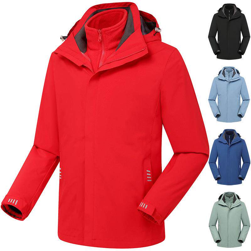 纯色冲锋衣男女同款三合一秋冬户外保暖登山钓鱼工作服公司印logo