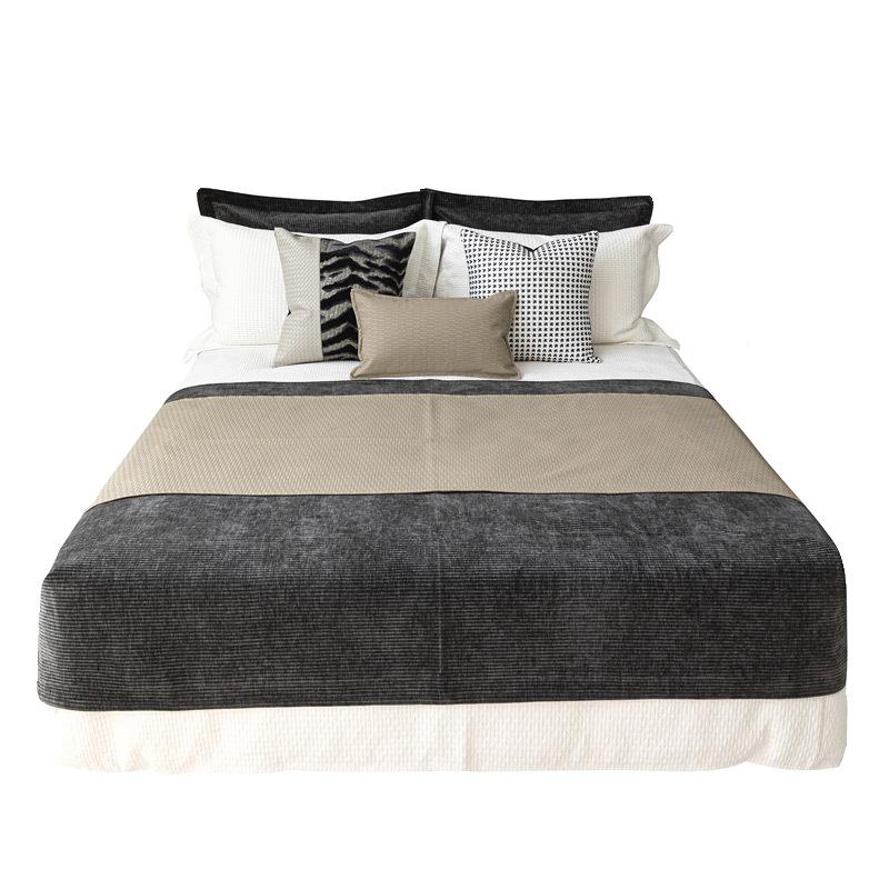 轻奢高级感黑白抱枕店床旗毯酒民宿样板间床搭品组合灰VUL多件套