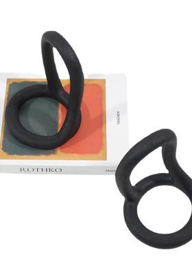 现代简约创意环形树脂书档书靠样板房售楼处书房书桌装饰品摆设